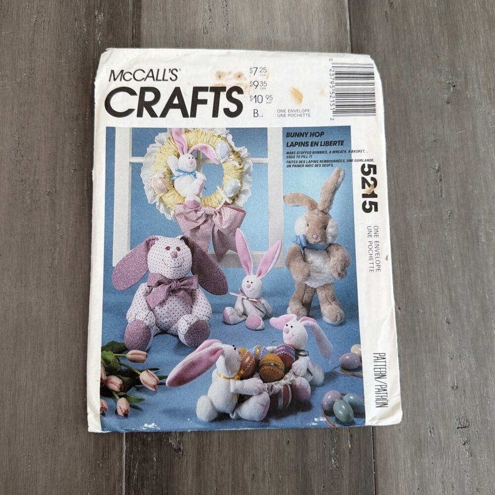 Vintage 1991 McCall’s Crafts Bunny Easter decorating pattern 5215 Uncut Folded